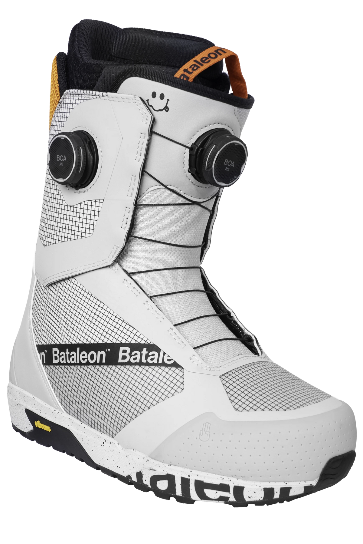 Men's Bataleon Salsa Double BOA snowboard boots in gray sunset with secure lacing, designed for snowboarding performance and comfort.