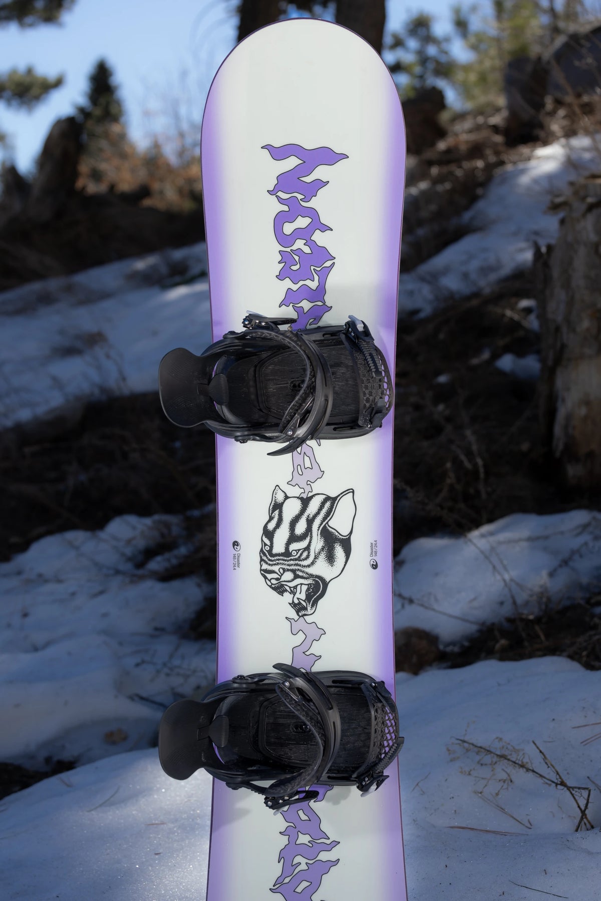 Bataleon Women's Disaster snowboard in a lifestyle setting, showcasing the snowboard's design and build for women snowboarding.