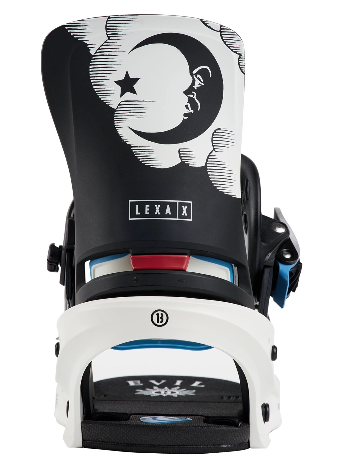 Burton 50th Lexa X women's snowboard bindings in black, featuring adjustable straps and high-back support, designed for all-mountain riding.