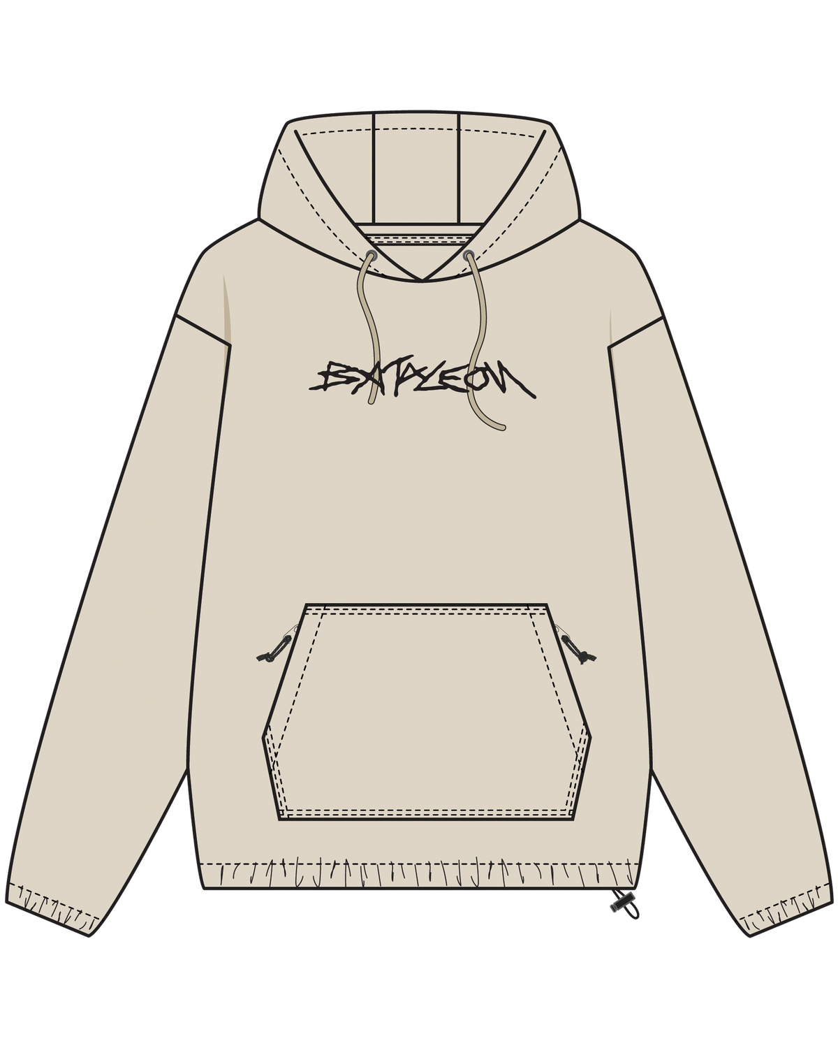 Men's Bataleon Snowproof Hoodie in Birch color, front view, softshell layered snowboarding outerwear for winter activities.