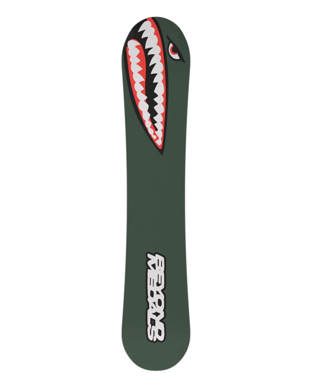 Bataleon Tornado x Beyond Medals men's snowboard showing the base with colorful graphics and snowboard branding.