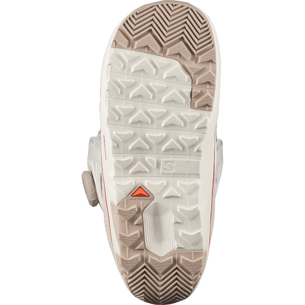 2027 Salomon Ivy BOA SJ BOA women's snowboard boots in Almond Milk, sole view