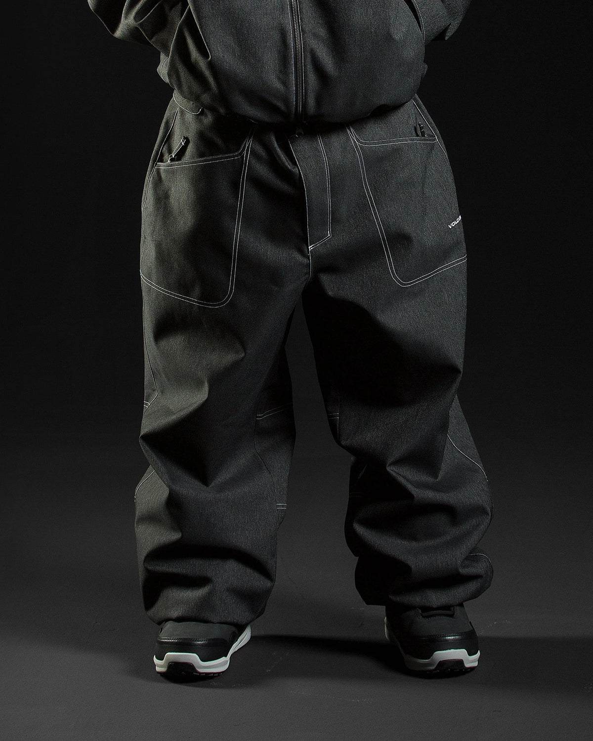 Volcom men's Lapper snow pants in black, side view