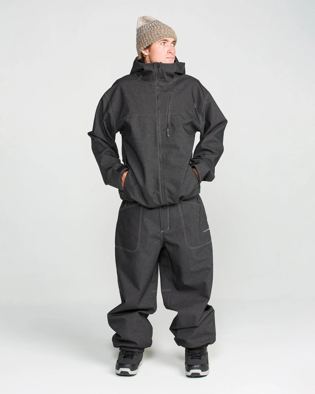 Volcom Men's Lapper snow pants in black, 2027 model, side view