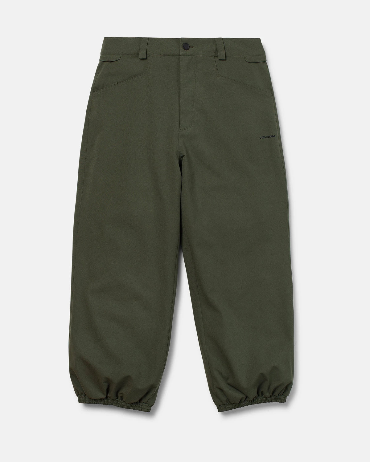 Volcom Men's Lapper snow pants in dark green, 2027 model, front view