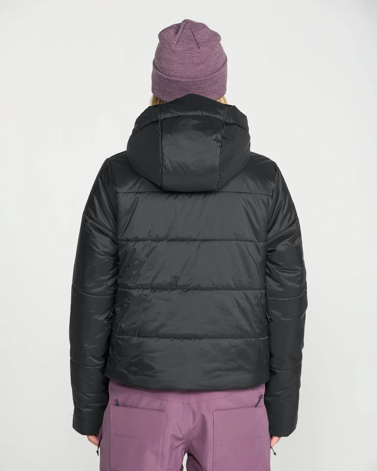 Volcom Women's Avalon Puff snow jacket in black, front view