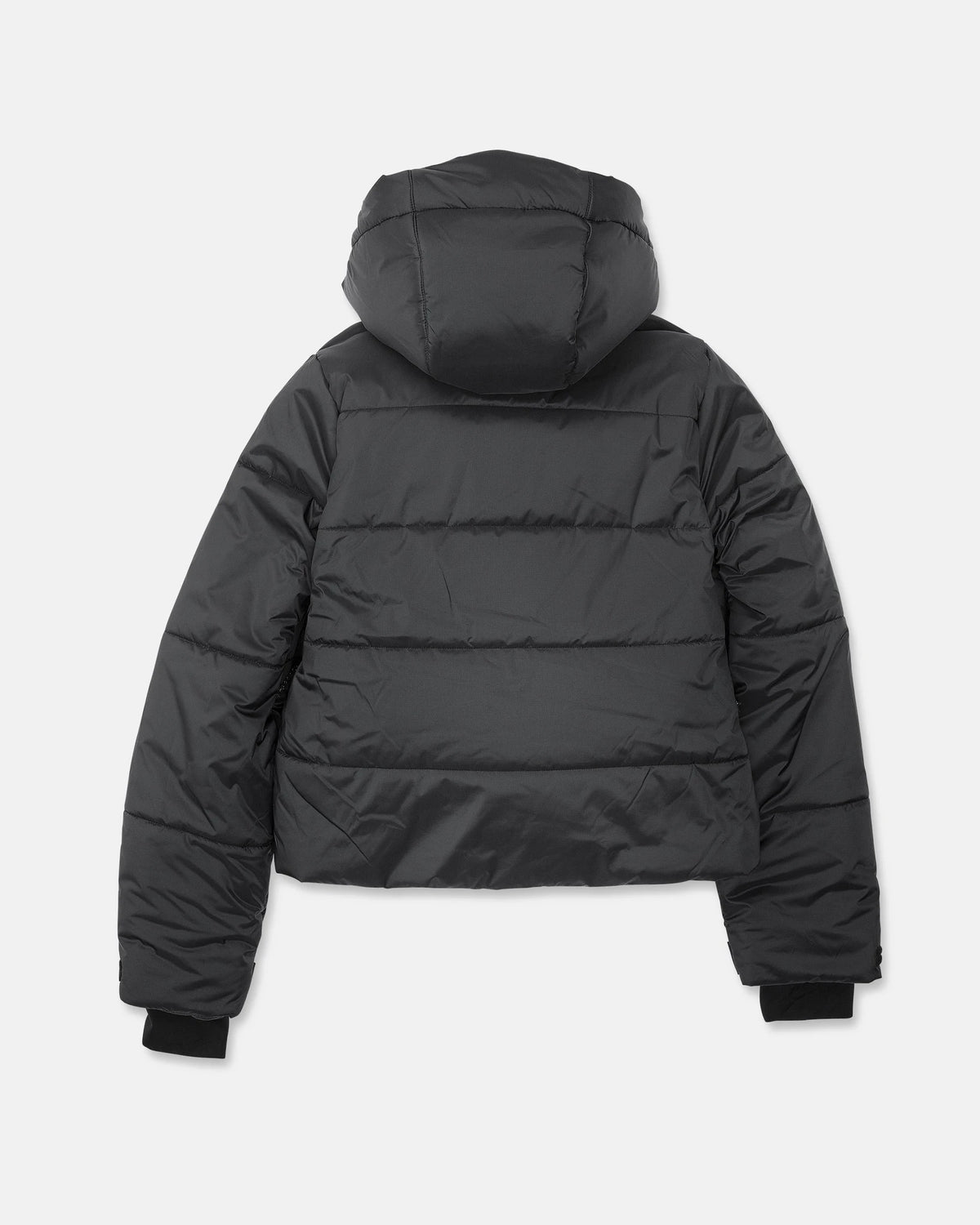 2027 Volcom women's Avalon Puff snow jacket in black, front view
