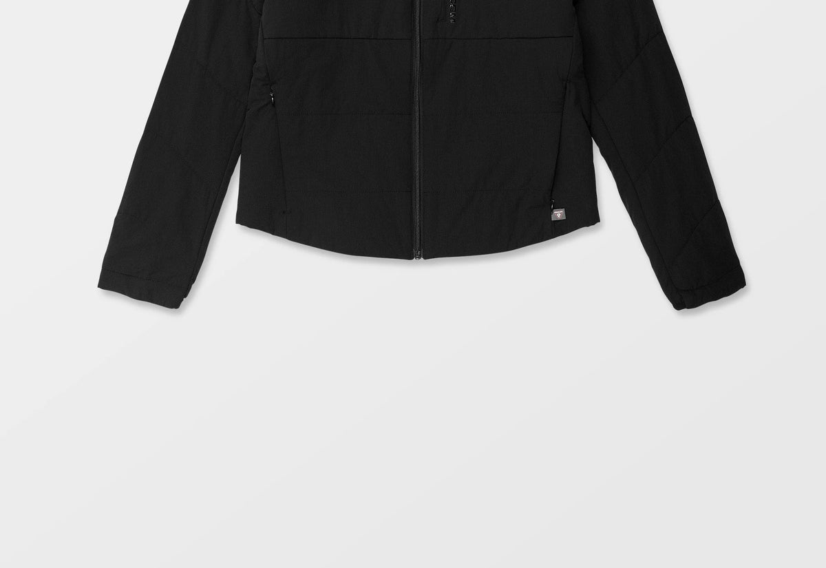 Volcom Women's Evergreen insulated jacket in black, full-zip hem detail