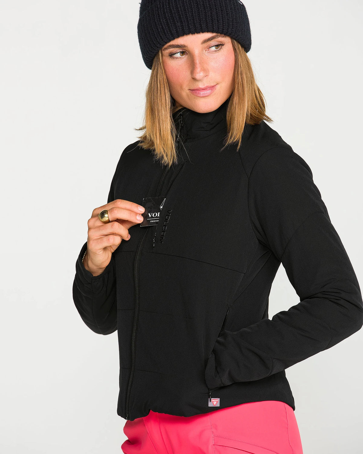 Volcom women's Evergreen insulated full-zip jacket in black, front view