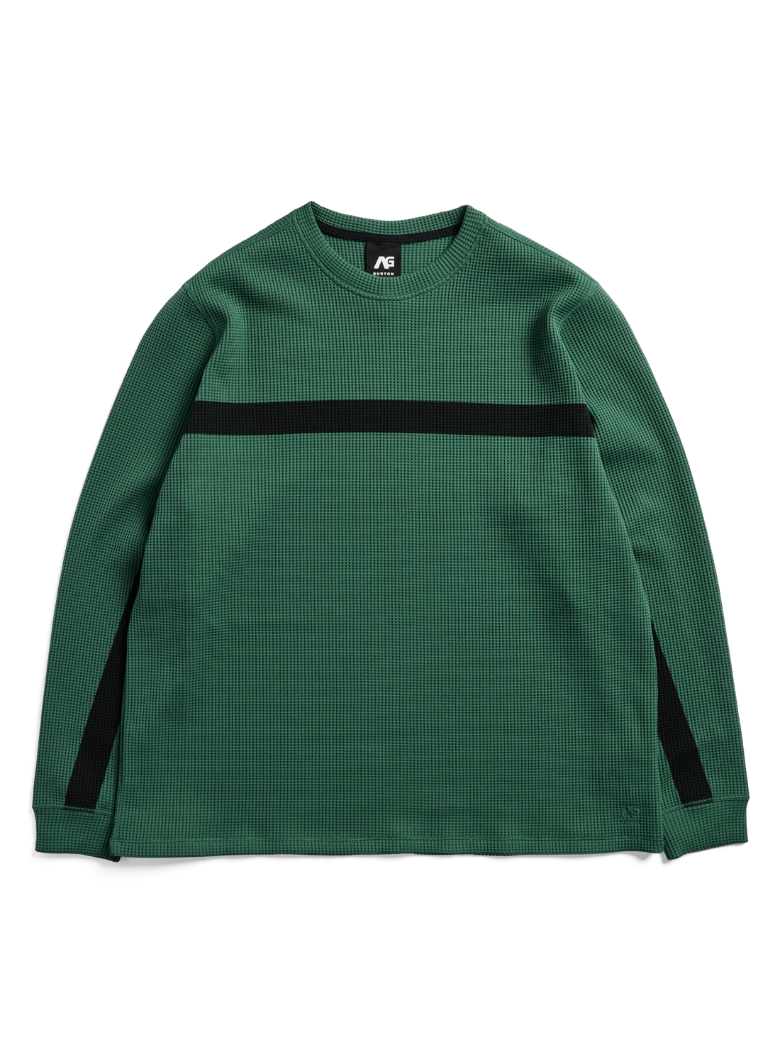 Burton AG Tech Waffle Crewneck in Dirty Money color, men's softgoods snow layer with waffle knit texture and black fabric.