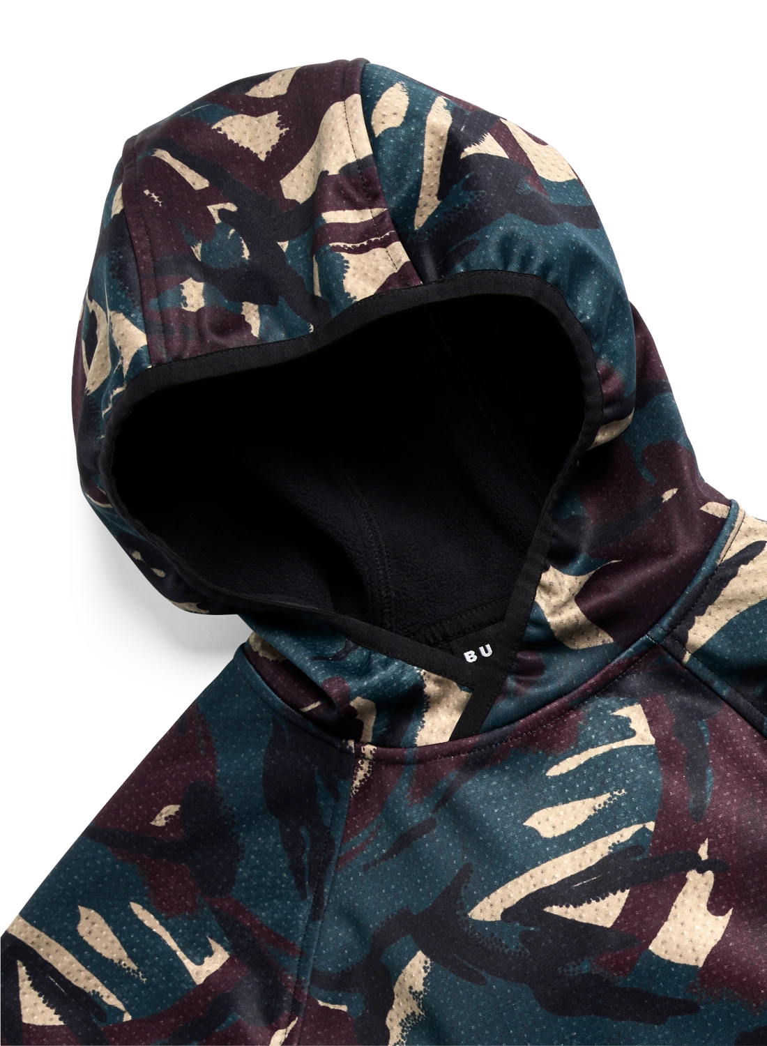 Kids Burton Crown Weatherproof Riding Hoodie in seersucker camo, weather-resistant softshell jacket for kids' outdoor activities.
