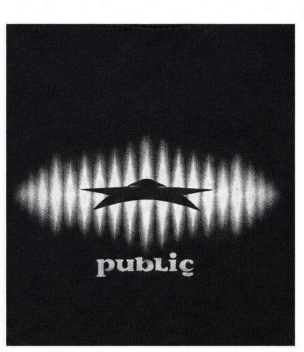 Public Snowboards men's black Glow Long Sleeve Tee with graphic detail, casual black long sleeve shirt for skate or streetwear.