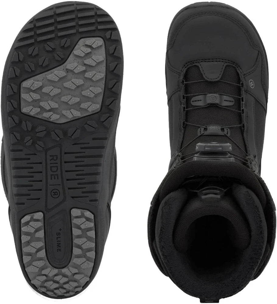 RIDE Anthem Black 2027 snowboard boots – outsole and top view