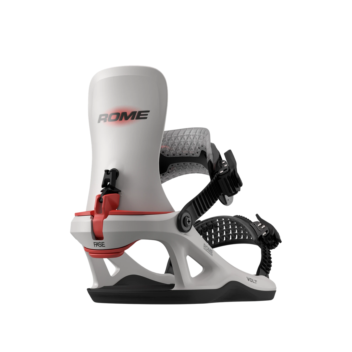 Rome Volt FASE snowboard bindings for men in stone color, featuring durable hardgoods construction and adjustable straps.