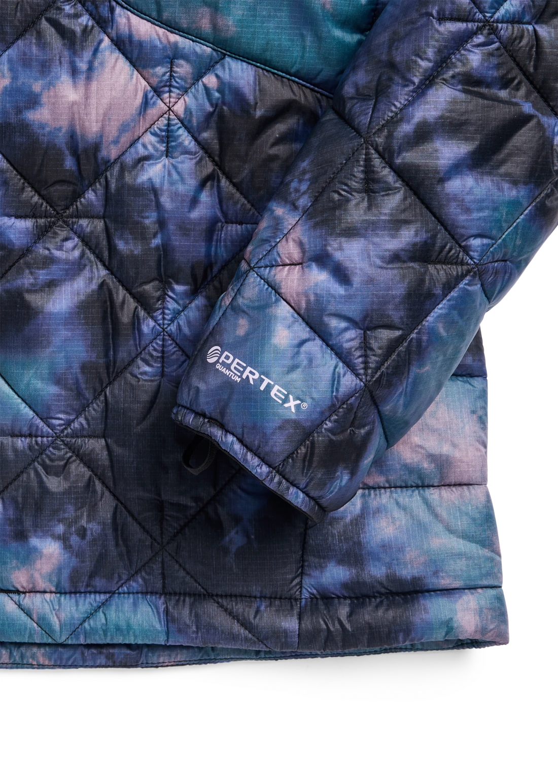 Women's Burton Reserve synthetic insulated hooded jacket in crystal dye, showing sleeve and cuff detail.