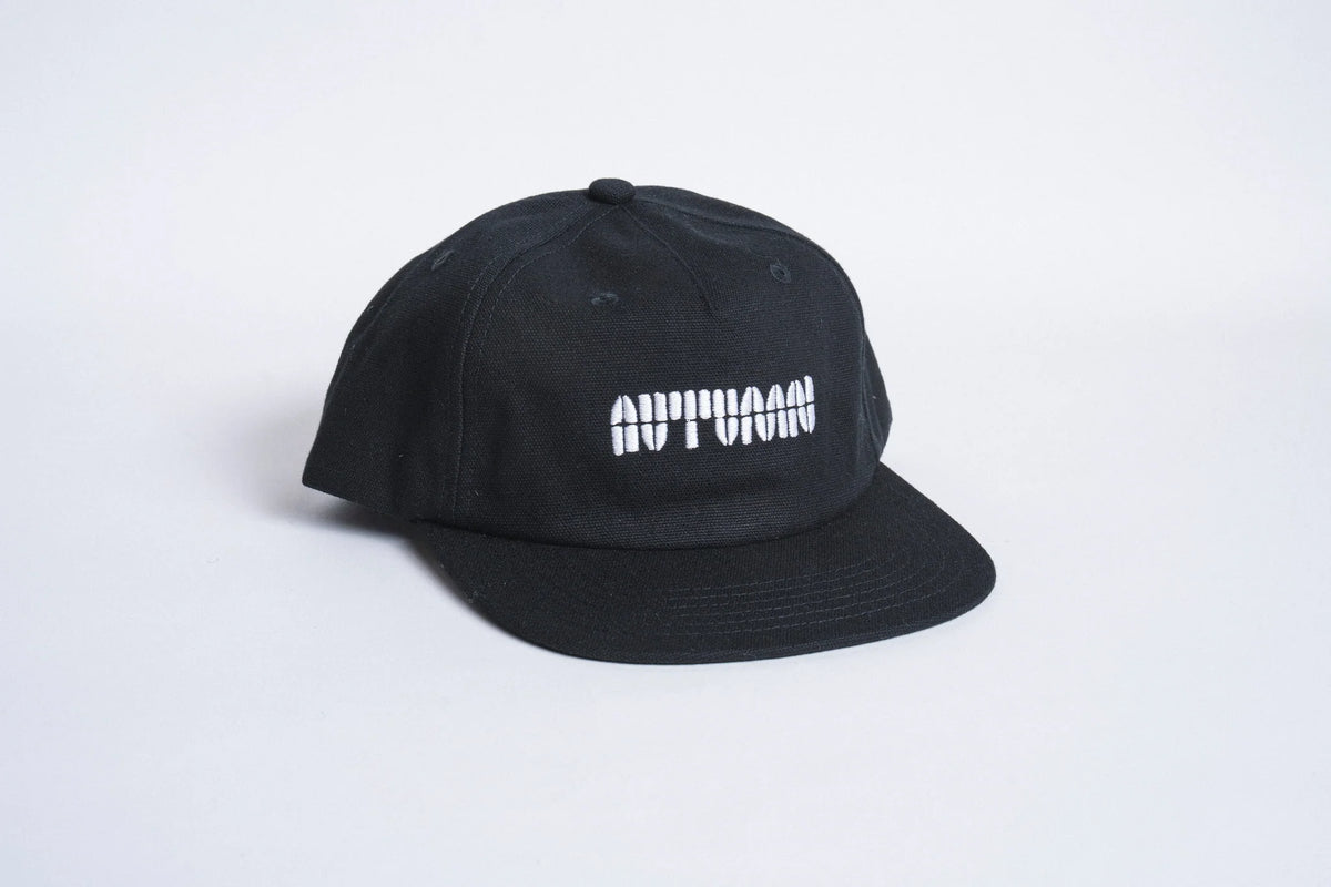 Black Autumn Canvas Six Panel Snapback hat by Autumn Headwear, featuring a classic six-panel design and adjustable snapback closure.