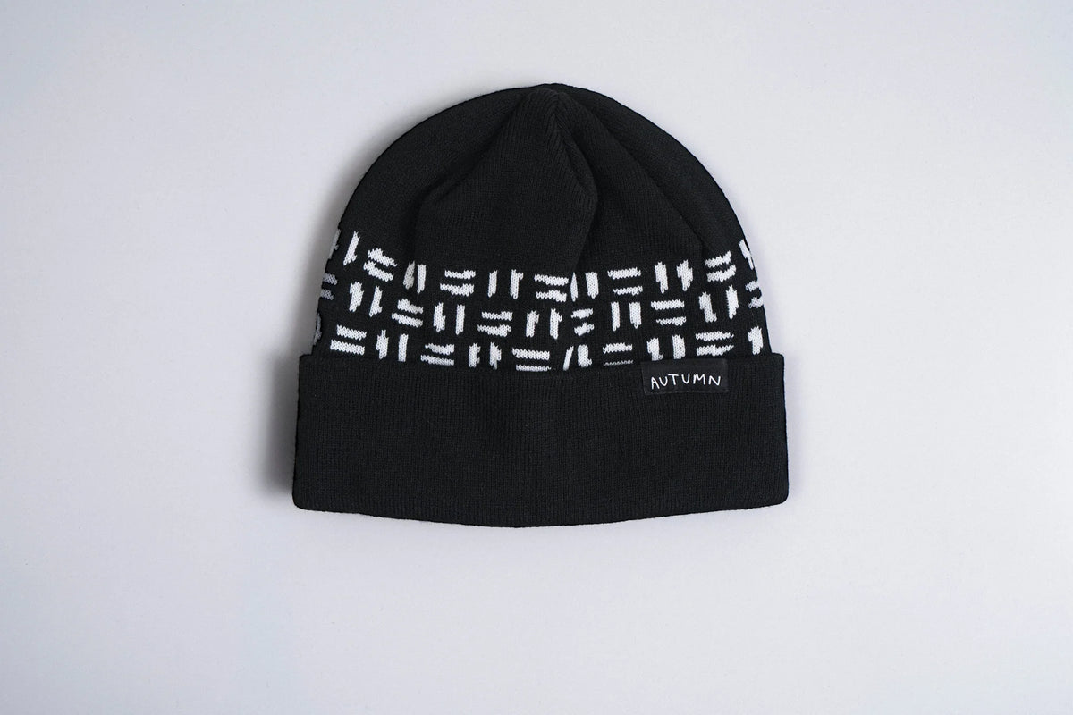Black Autumn Craft Beanie by Autumn Headwear, cozy knit winter hat with a folded brim, perfect for cold weather accessories.