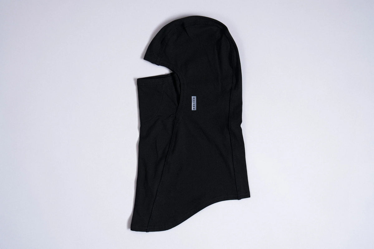 Black Autumn lightweight balaclava from Autumn Headwear, designed for snow and face protection during cold weather.