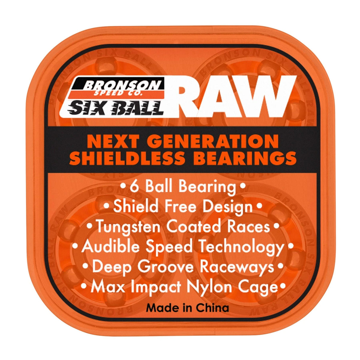Bronson Speed Co. 6-Ball Raw Skateboard Bearings - view 2