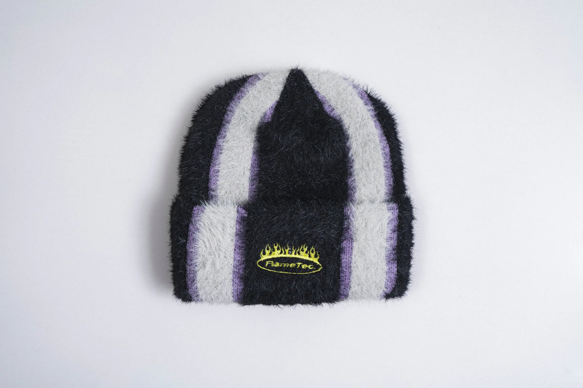 Black Corduroy Flametec Mohair Beanie by Corduroy Headwear, showcasing a cozy, textured knit beanie with a stylish, snug fit.
