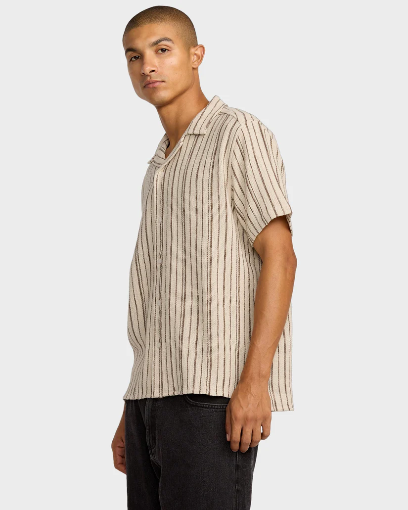 RVCA Vacancy Stripe Short Sleeve Button Up Shirt - People Skate and Snowboard