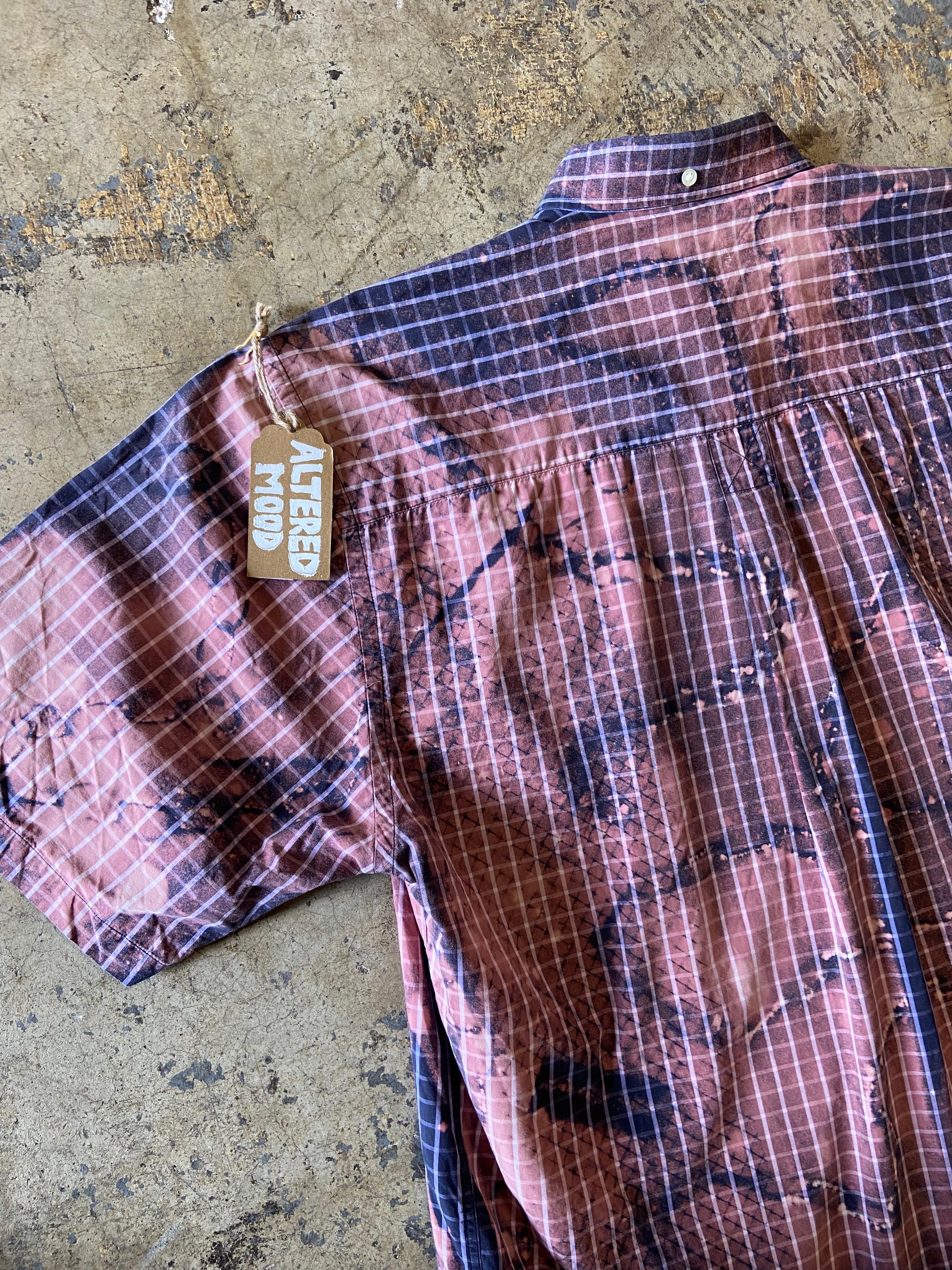 Altered Mood Bleached Tartan Short Sleeve Button Up Shirt Large - People Skate and Snowboard