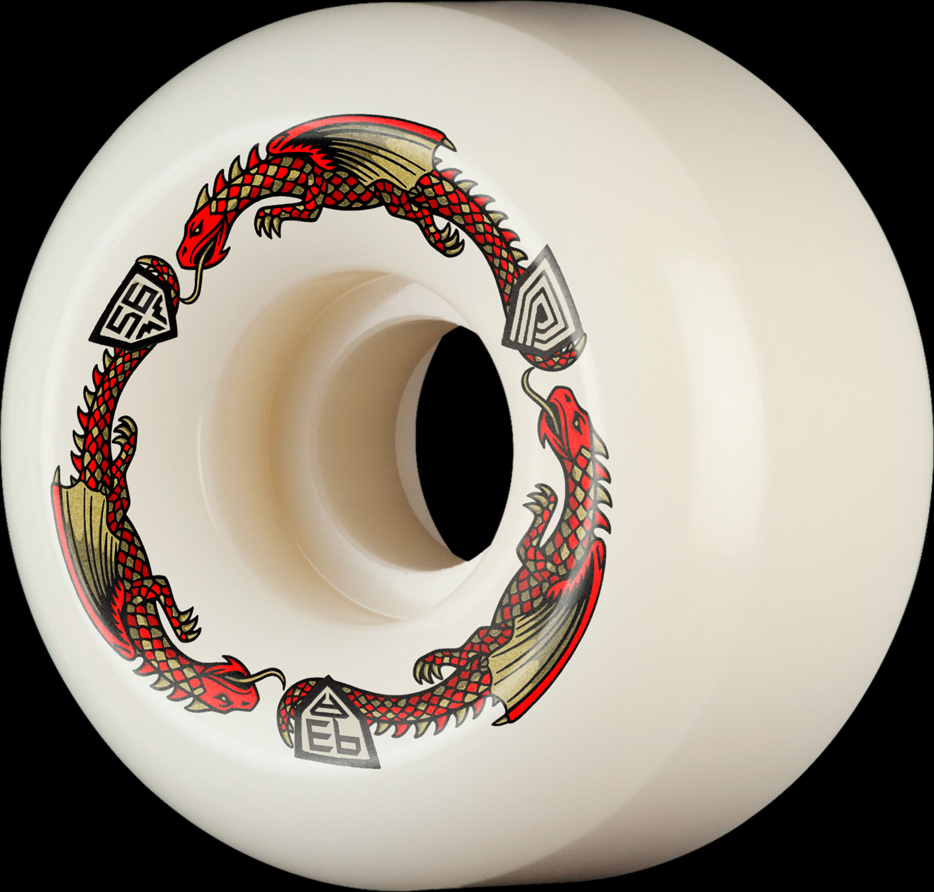 Powell Dragon Formula Skateboard Wheels Red V6 Shape 93a 56mm x 36mm - People Skate and Snowboard