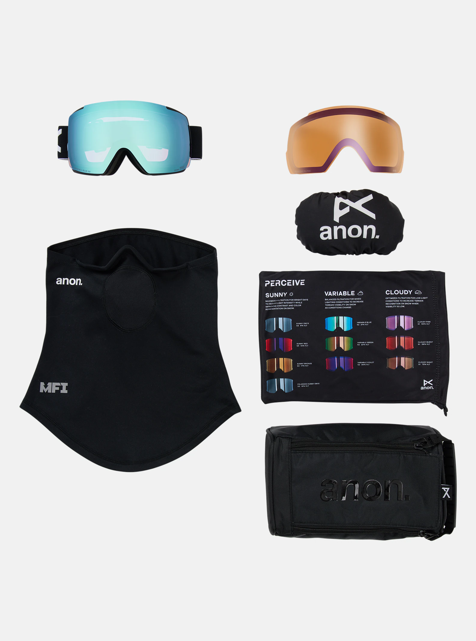 Anon M5 Flat Toric Goggles + Bonus Lens + MFI Face Mask - People Skate and Snowboard