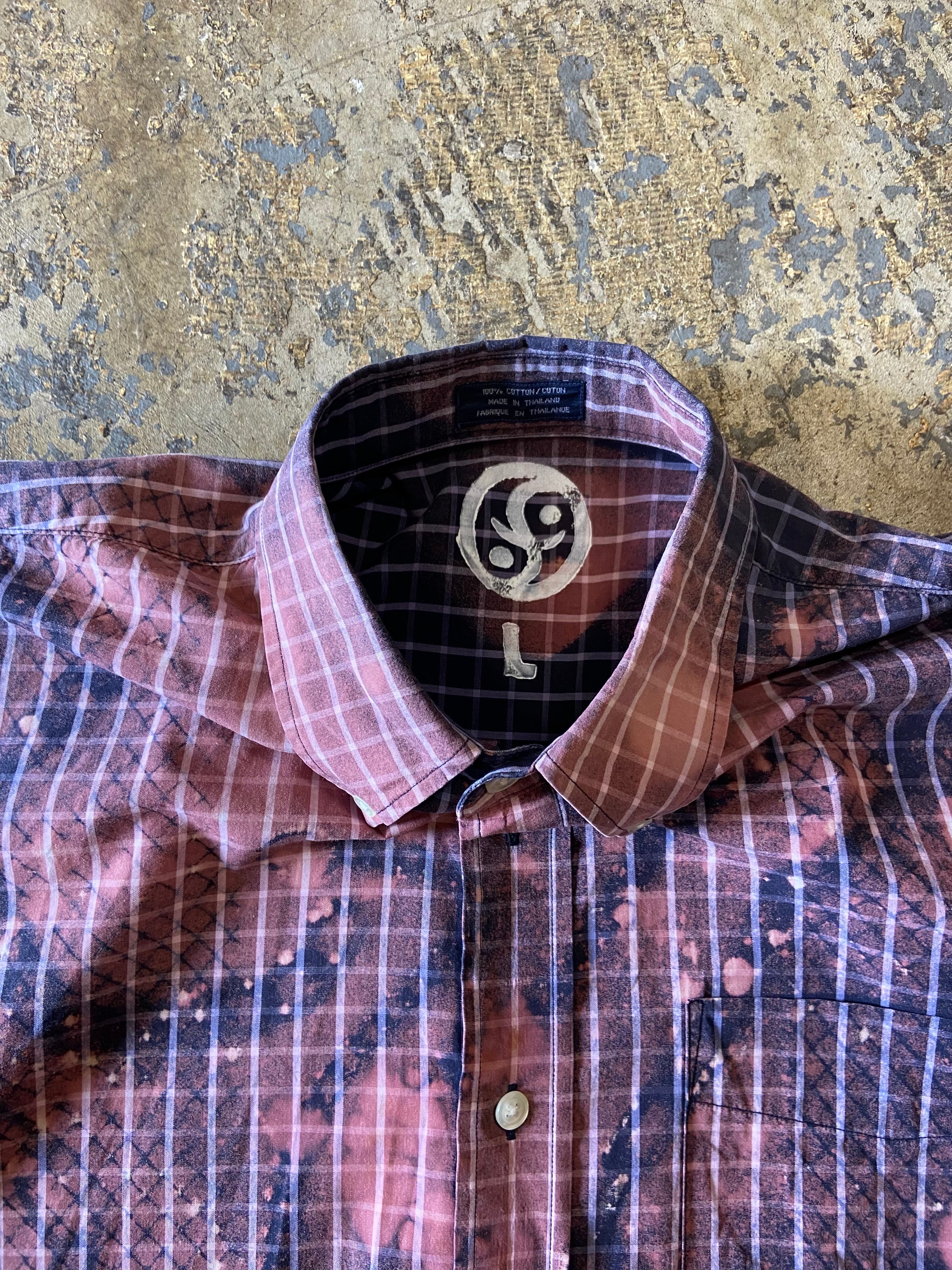 Altered Mood Bleached Tartan Short Sleeve Button Up Shirt Large - People Skate and Snowboard