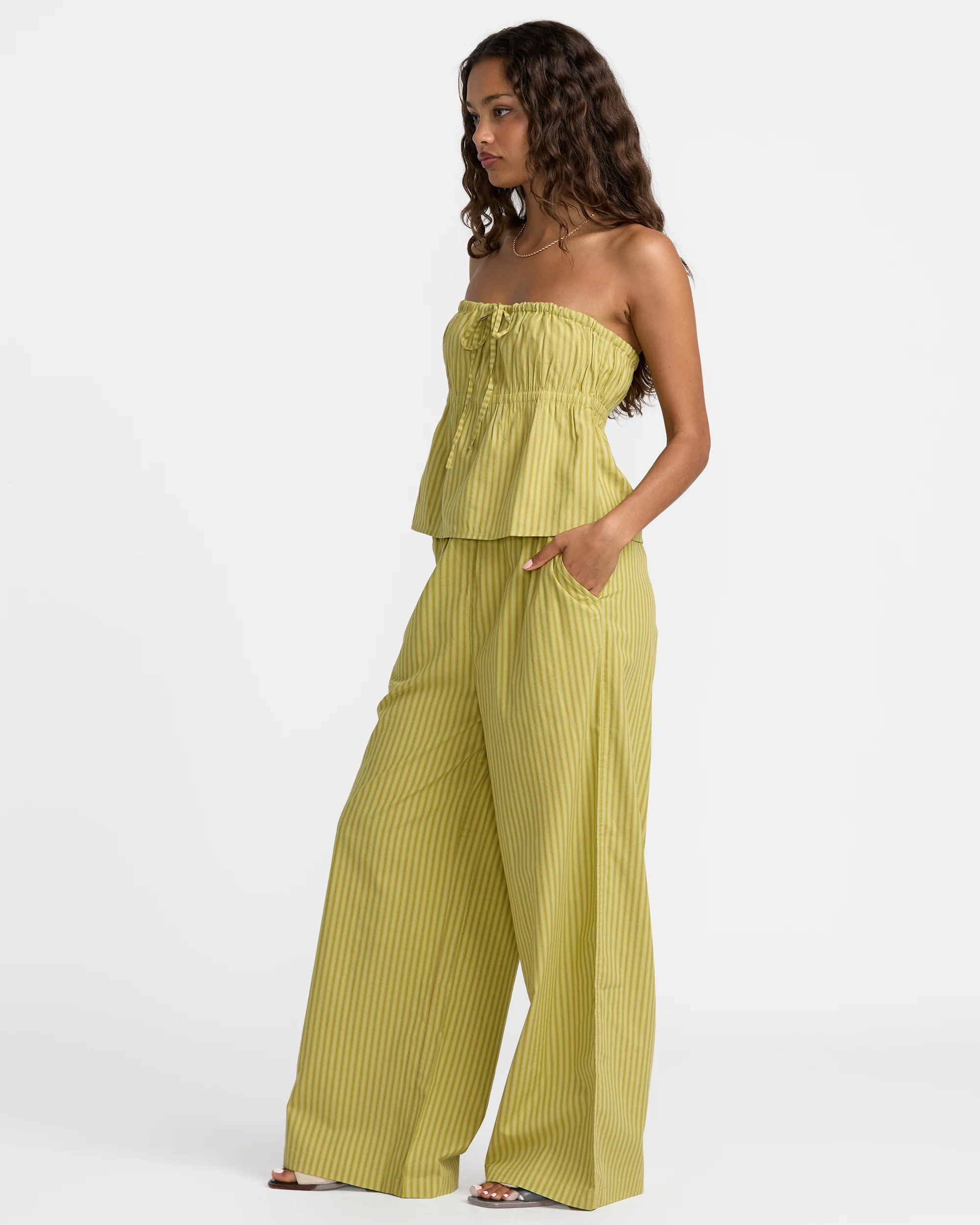 RVCA Womens Stripe New Yume Wide Leg Pant - People Skate and Snowboard