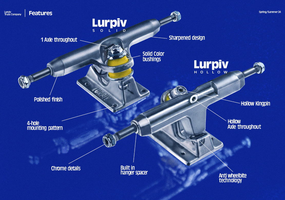 Lurpiv Polished Skateboard Trucks - People Skate and Snowboard