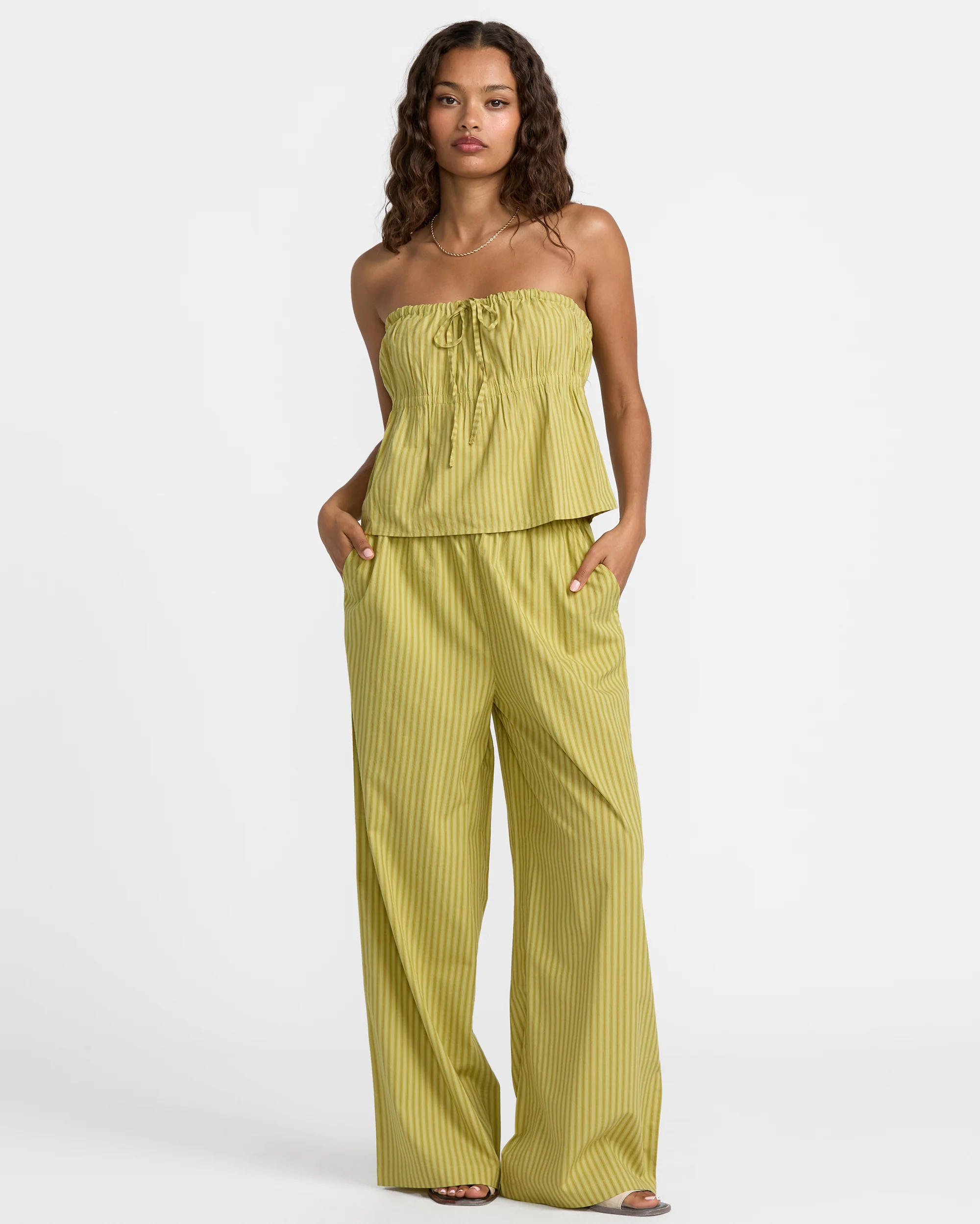 RVCA Womens Stripe New Yume Wide Leg Pant - People Skate and Snowboard