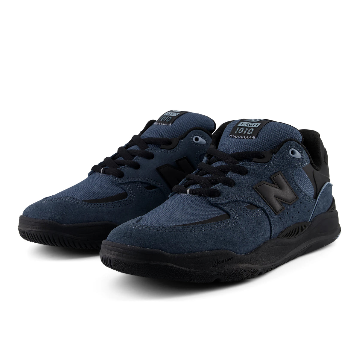 New Balance Numeric Tiago Lemos 1010 skate shoes in shadow blue and black, pair front angle