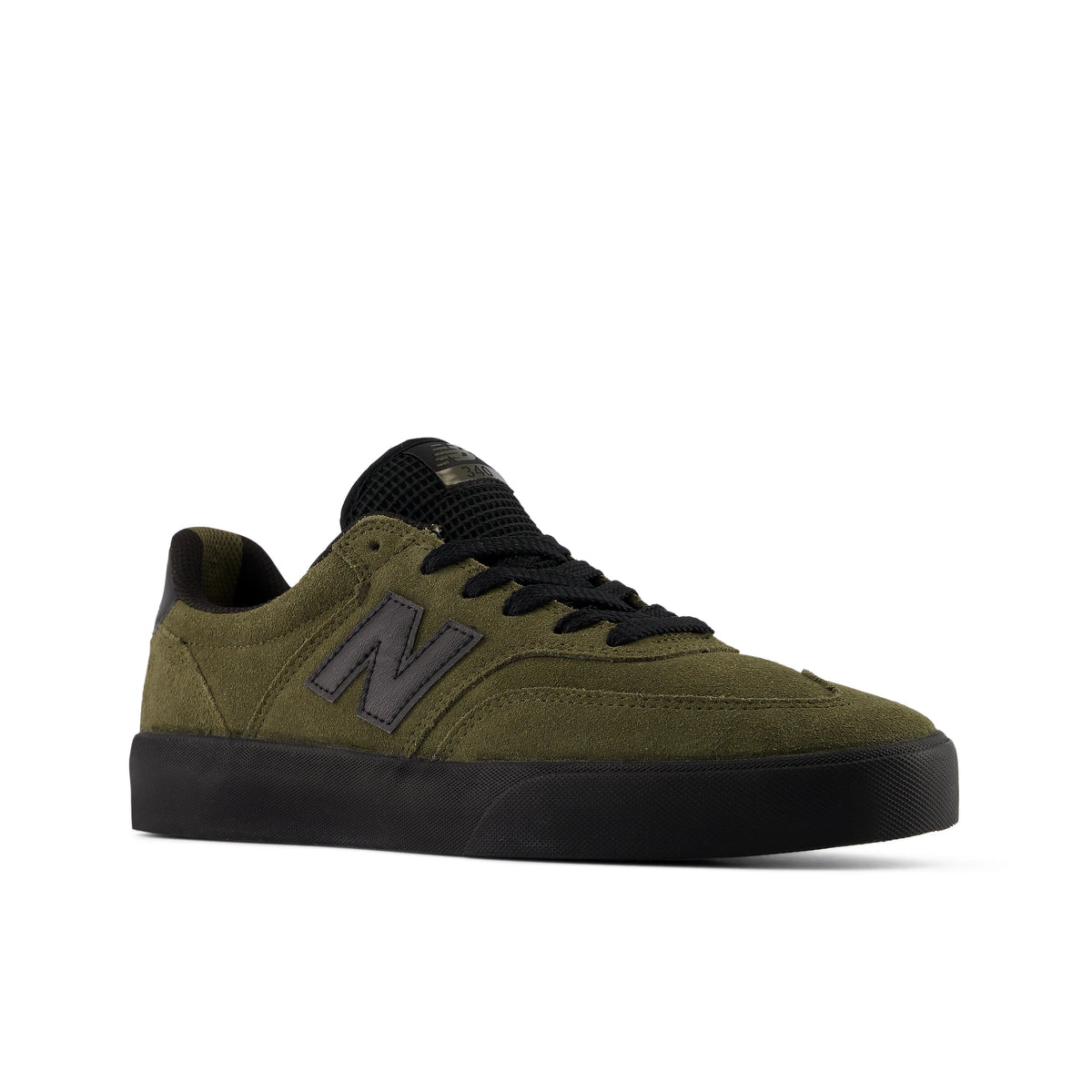 New Balance Numeric 340 men's skate shoes in olive and black, front angle view