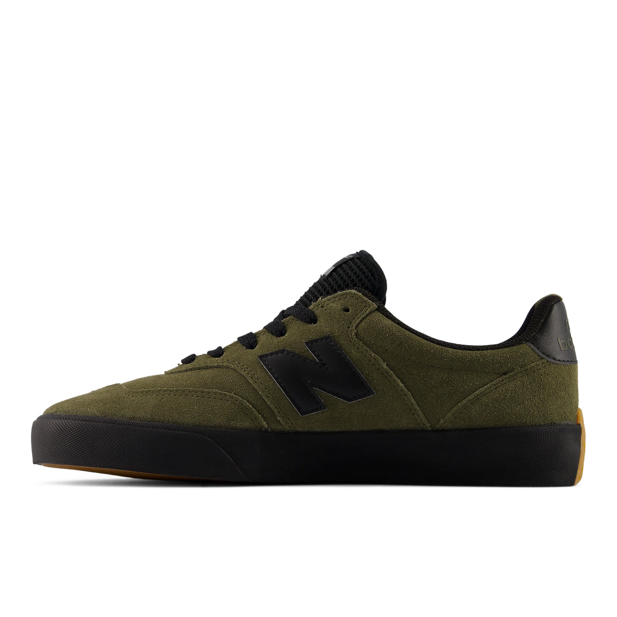 New Balance Numeric 340 men's skate shoes in olive and black, side view