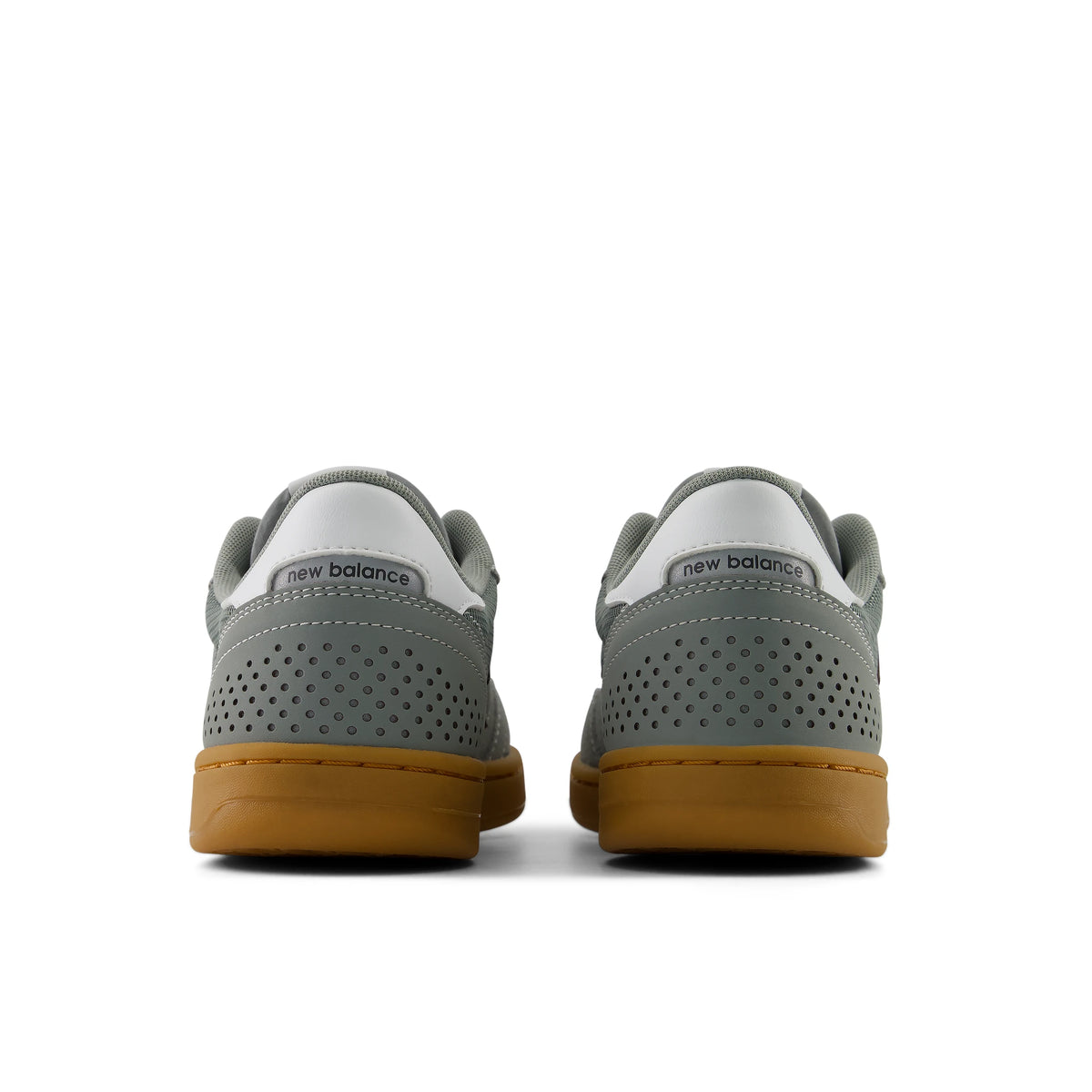New Balance Numeric 440 V2 skate shoes in grey with gum sole, heel view