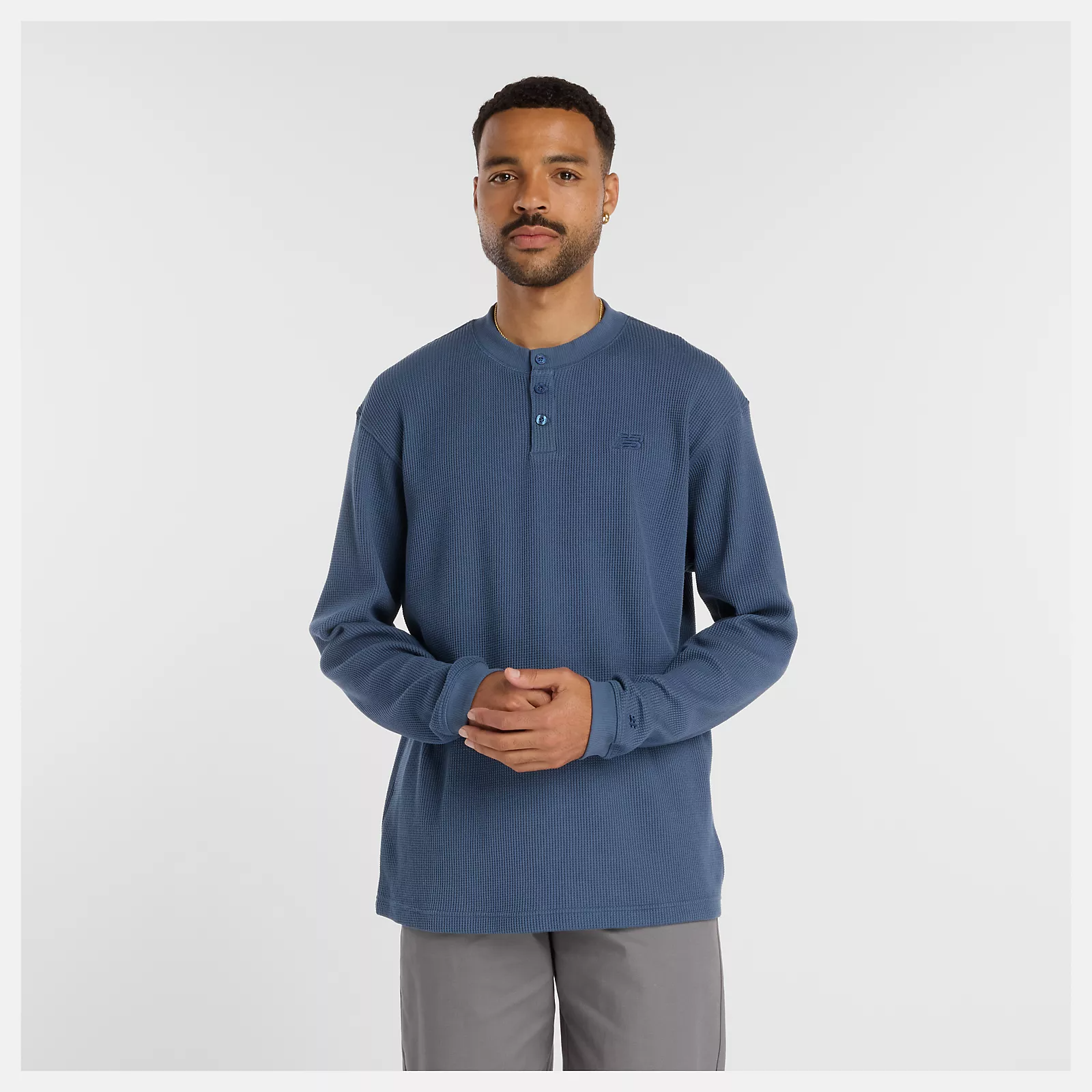 New Balance Numeric Waffle Knit Long Sleeve Henley - People Skate and Snowboard