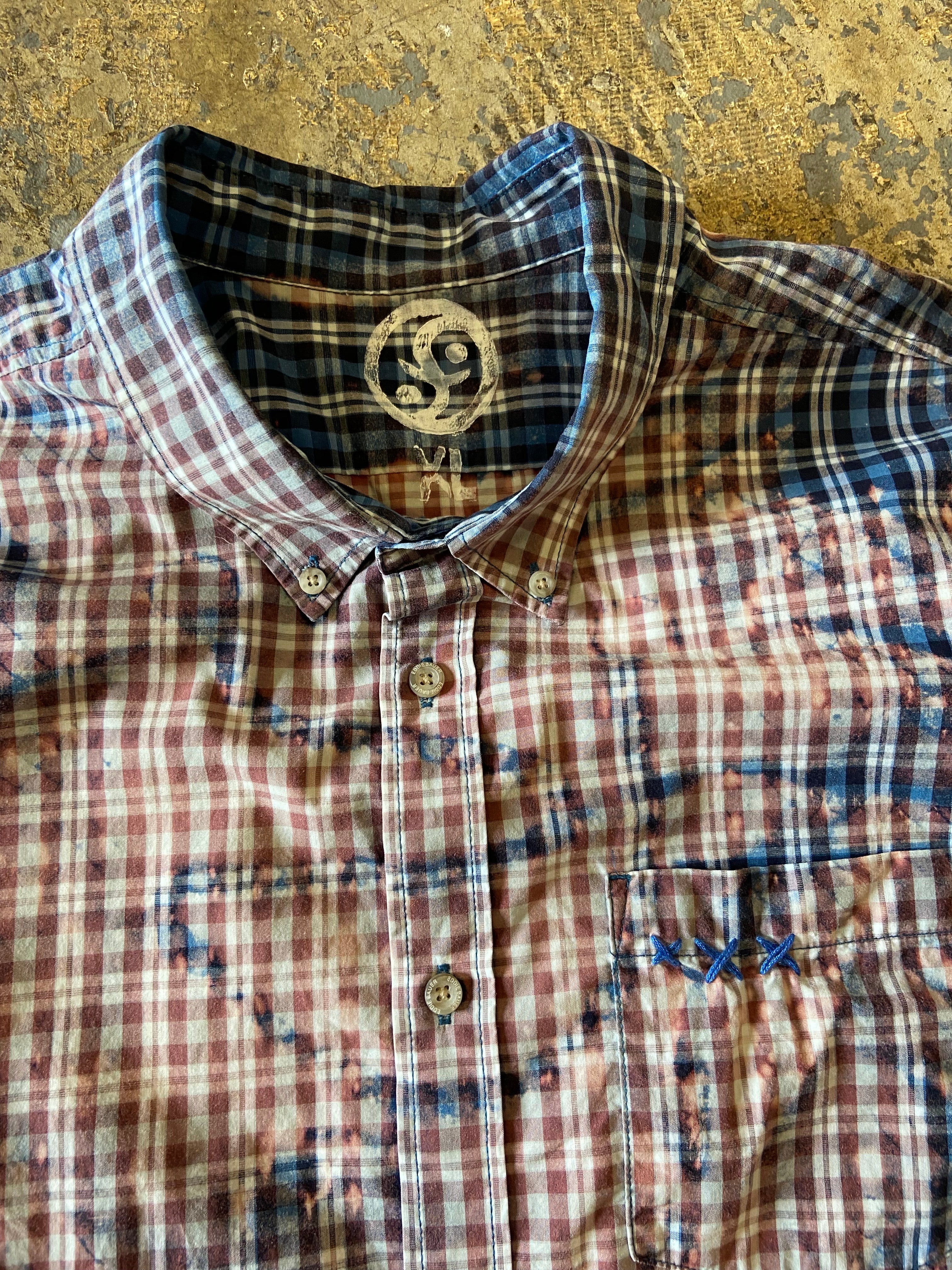 Altered Mood Bleached Tartan Short Sleeve Button Up Shirt Xlarge - People Skate and Snowboard