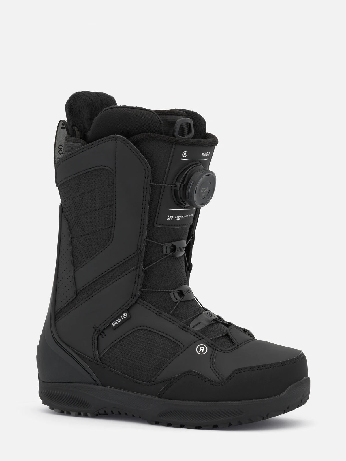 RIDE Sage Black 2027 snowboard boots – side view with H5 BOA dial