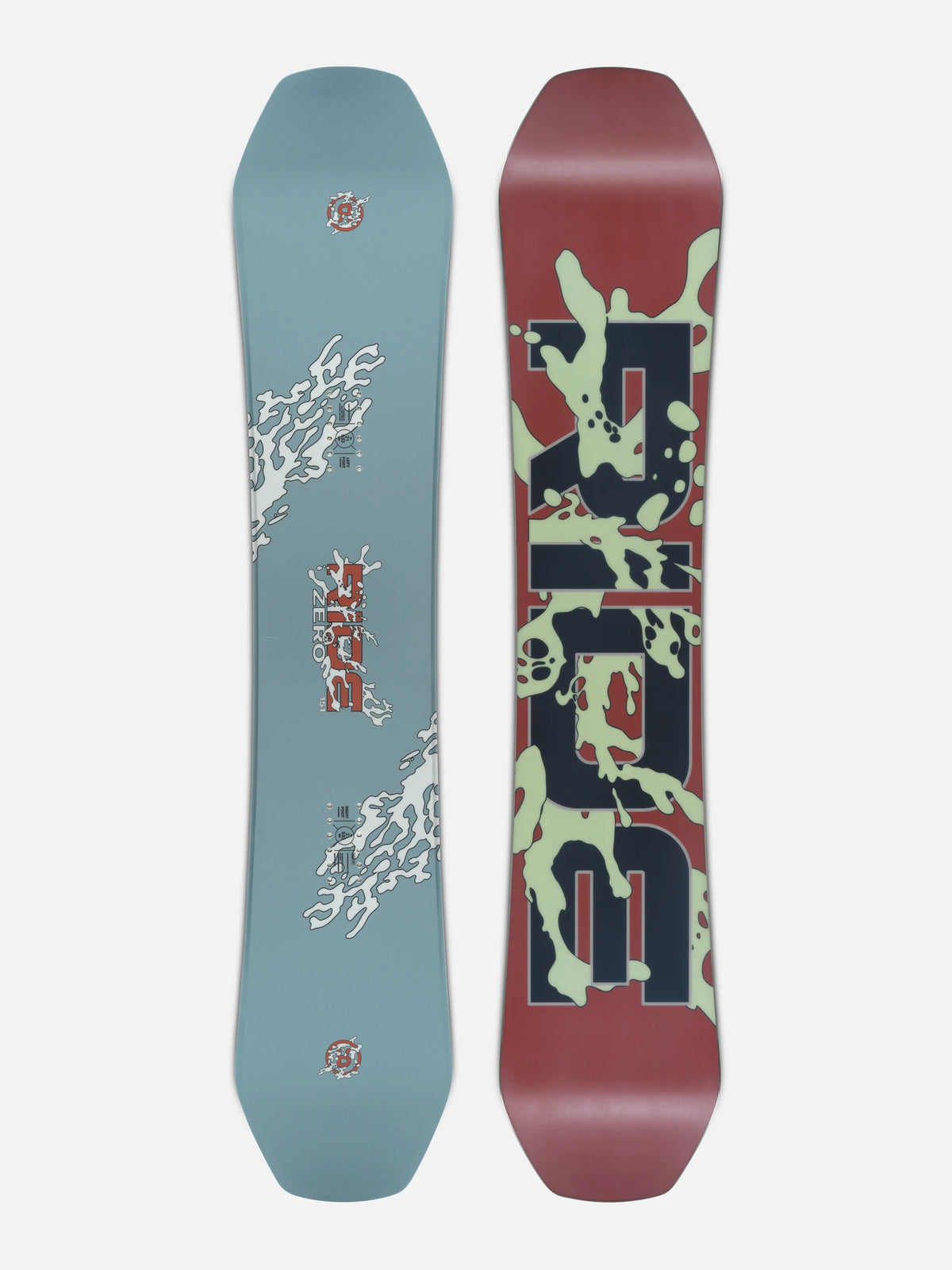 RIDE Zero 2027 snowboard – top and base graphics