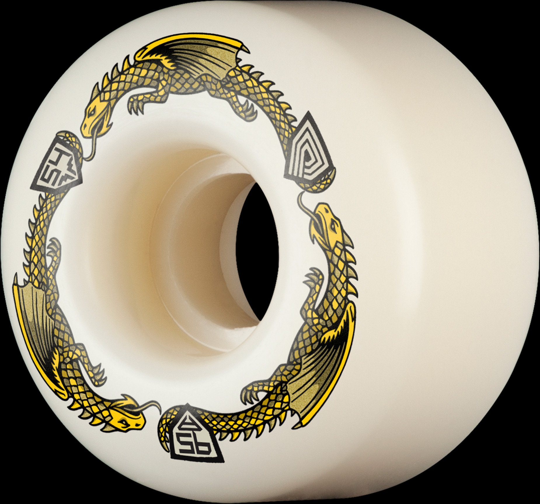 Powell Dragon Formula Yellow V4 95a 54mm x 34mm Skateboard Wheels - People Skate and Snowboard