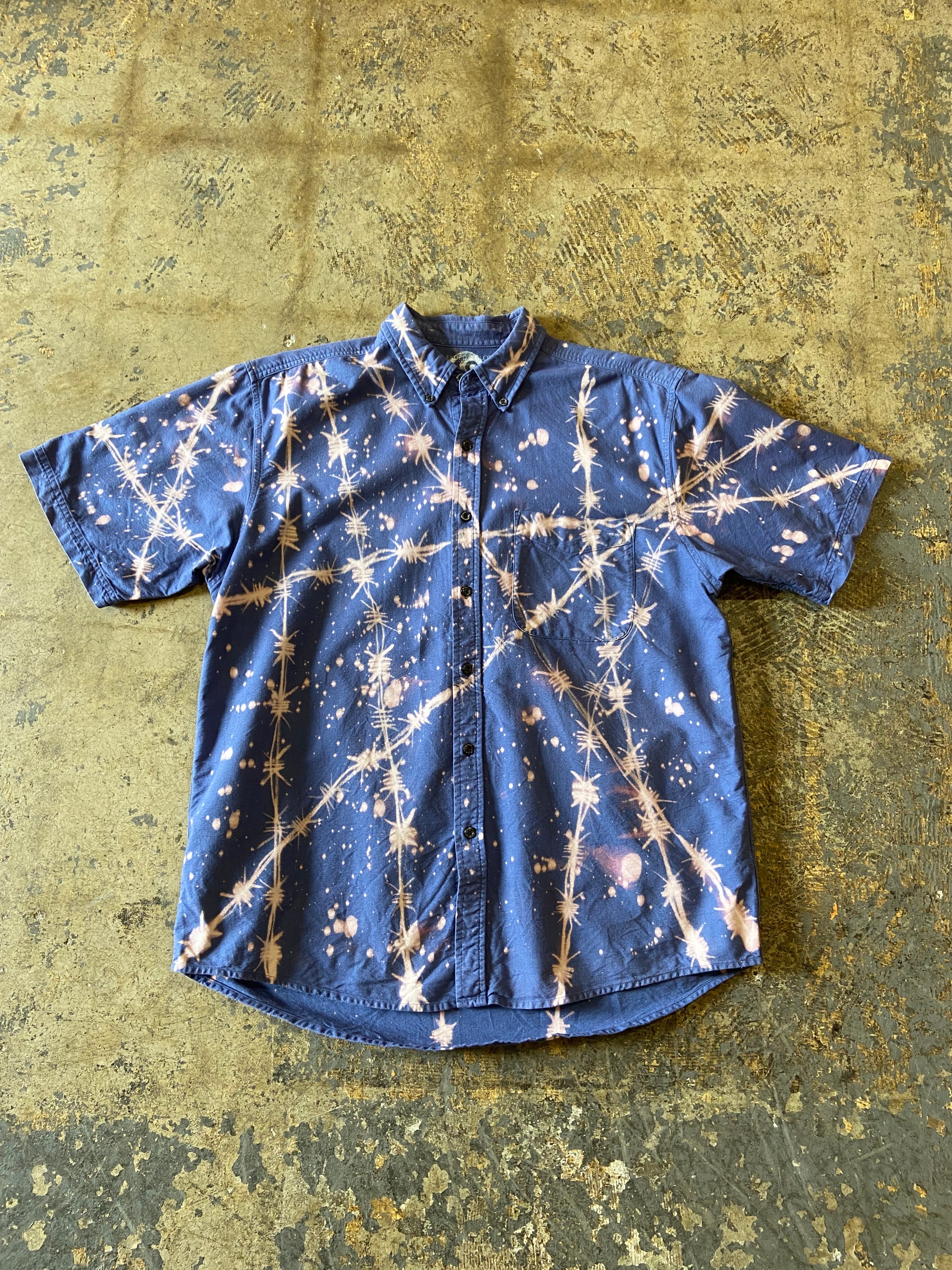 Altered Mood Bleached Barbed Wire Short Sleeve Button Up Shirt Large - People Skate and Snowboard