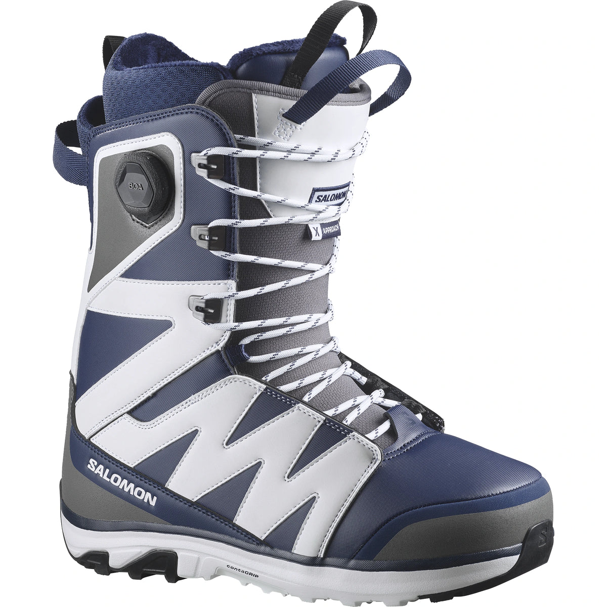 Salomon X Approach Lace SJ BOA Team snowboard boots, 2027 model, black and gray lace-up design