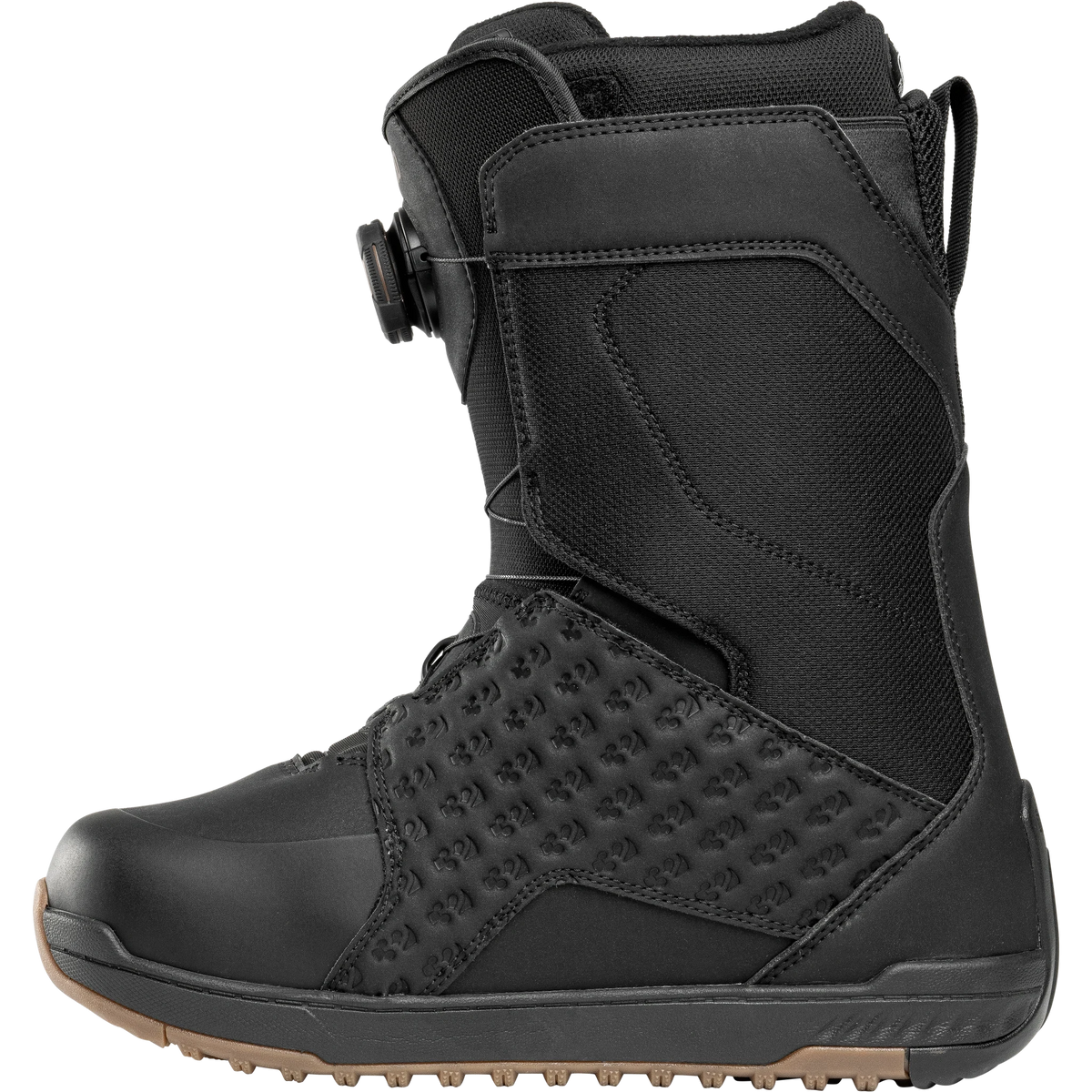 ThirtyTwo Lashed Double BOA Wide men's snowboard boots in black and gum, side view