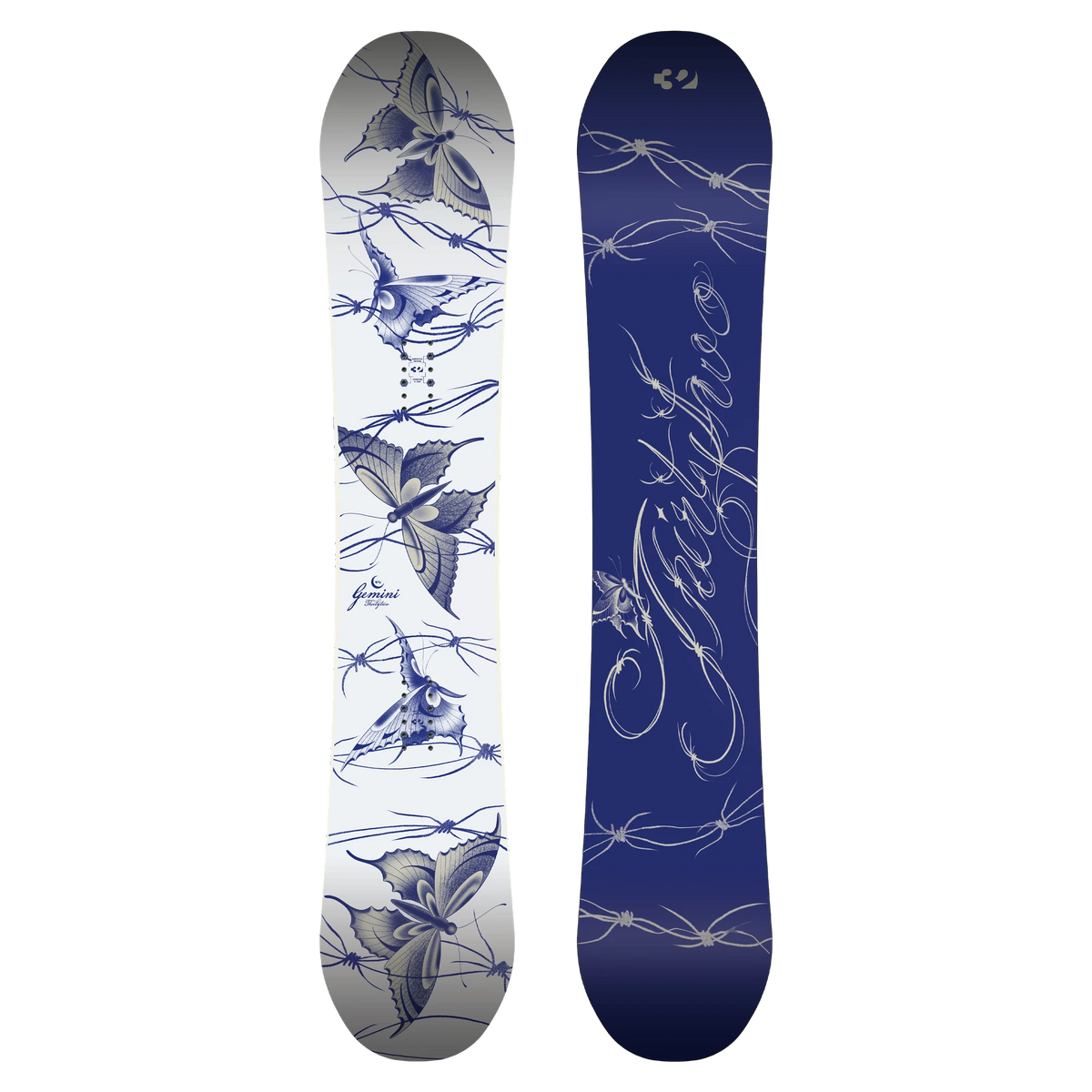 ThirtyTwo Women’s Gemini snowboard, full board view showing sleek snow design and directional shape