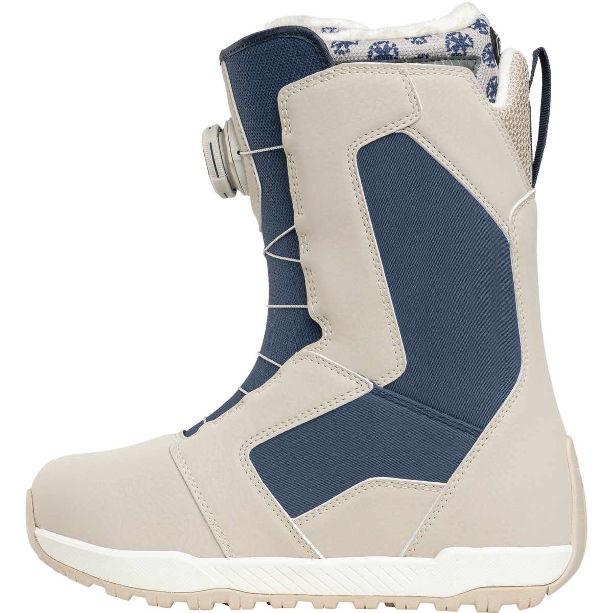 ThirtyTwo women's STW Double BOA snowboard boots in tan and blue, side view