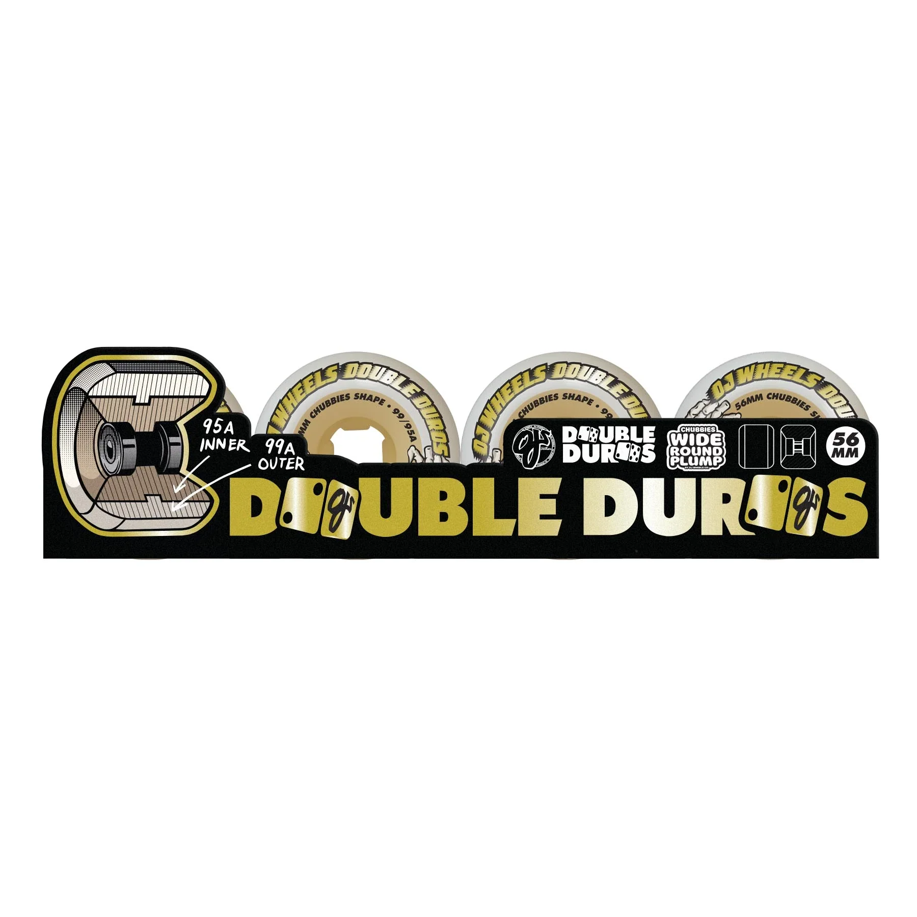 OJ Wheels Double Duro Chubbies 99a/95a Wheels 53mm - People Skate and Snowboard