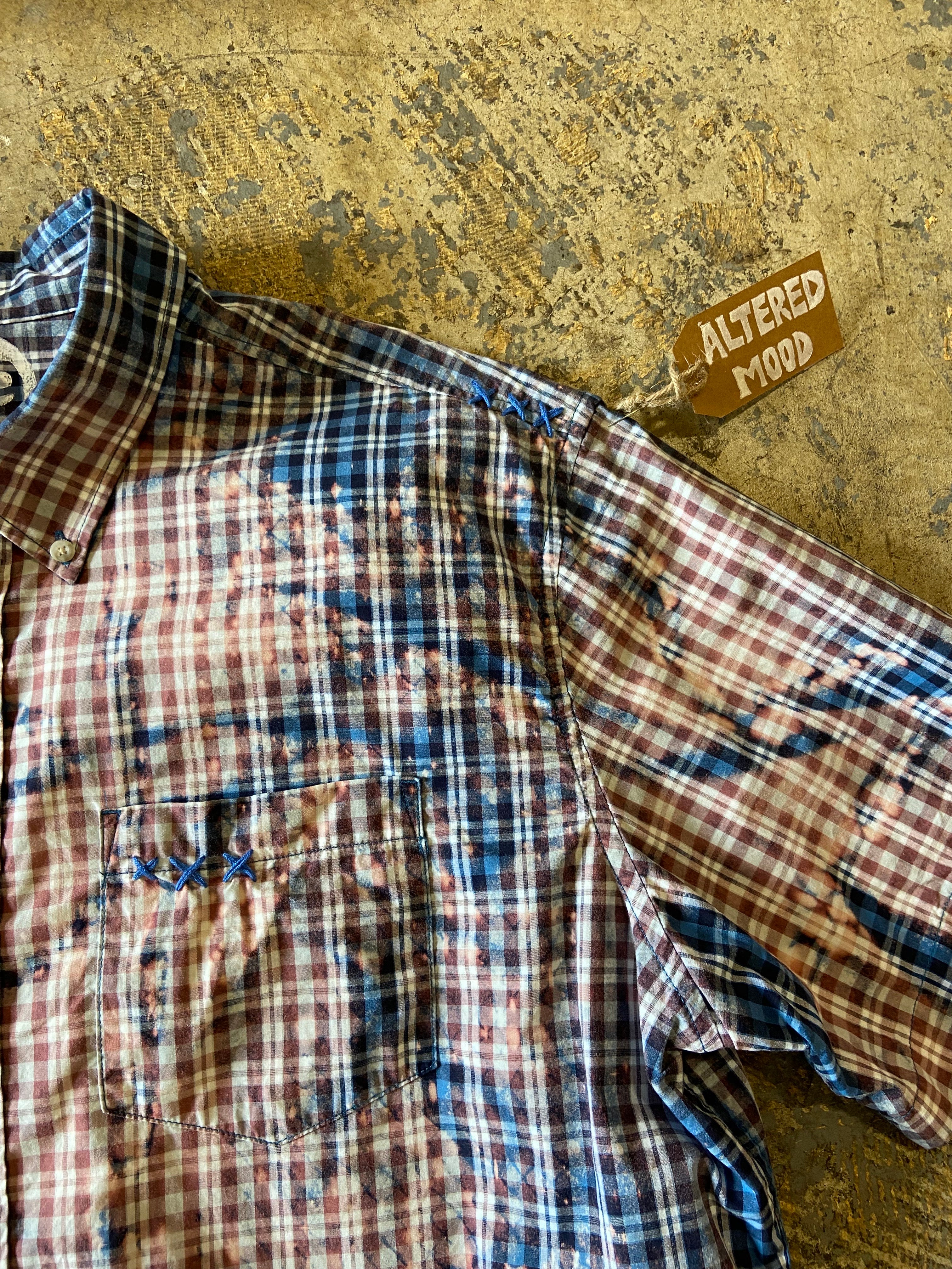 Altered Mood Bleached Tartan Short Sleeve Button Up Shirt Xlarge - People Skate and Snowboard