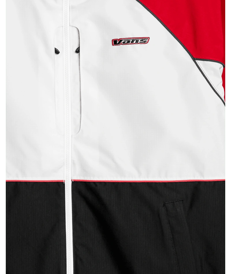 vans kingvale 2l shell jacket racing red chest pocket detail
