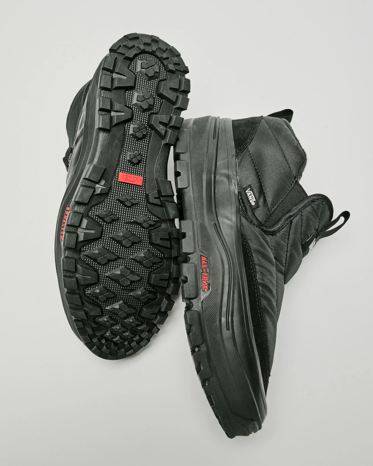 Vans Mid-Slip Puff Shoes - Black / Black - pair and outsole campaign photo